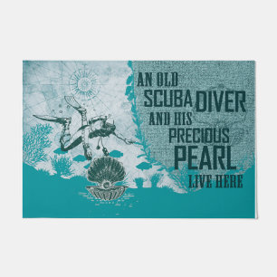 Scuba Diver Doormat, Retro Maps Doormat