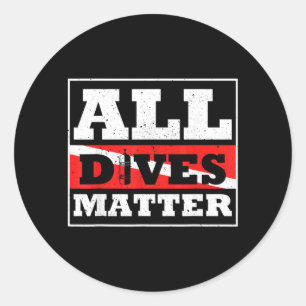 Scuba Diver Down Flag All Dives Diving Graphic Classic Round Sticker