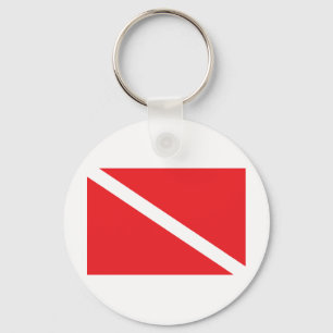 SCUBA Diver Down Flag Key Ring