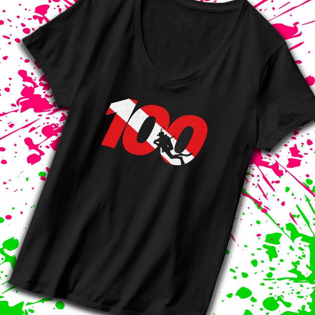 Scuba Diver Gift 100th Dive Scuba Diving Milestone T-Shirt (Creator Uploaded)
