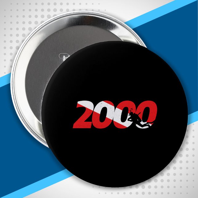 Scuba Diver Gift - 2000th Dive - Diver Down Diving 10 Cm Round Badge (Creator Uploaded)