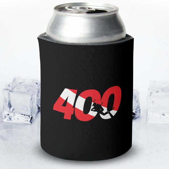 Scuba Diver Gift - 400th Dive - Diver Down Diving Can Cooler (Creator Uploaded)