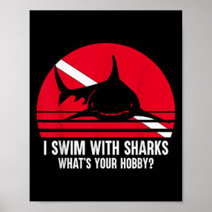 Scuba Diver Gift Shark Ocean Vintage Scuba Diving Poster
