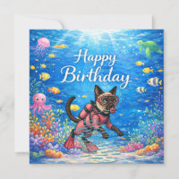 Scuba diver Happy Birthday underwater