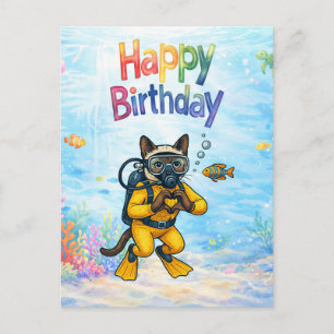 Scuba diver Happy Birthday underwater Postcard