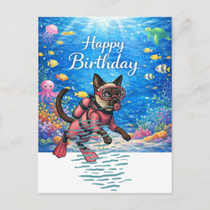 Scuba diver Happy Birthday underwater Postcard