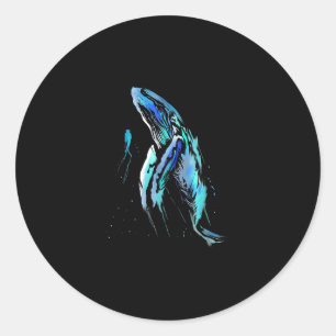 Scuba Diver Humpback Whale Swimming Diving Gift Classic Round Sticker
