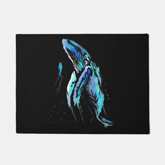 Scuba Diver Humpback Whale Swimming Diving Gift Doormat (Front)