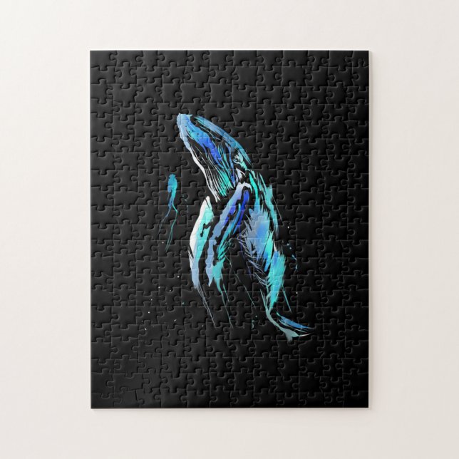 Scuba Diver Humpback Whale Swimming Diving Gift Jigsaw Puzzle (Vertical)
