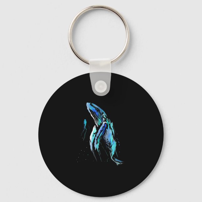 Scuba Diver Humpback Whale Swimming Diving Gift Key Ring (Front)