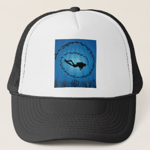 Scuba Diver in a Fish Shoal Trucker Hat