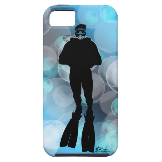 Scuba Diver in Bubbles iPhone 5 Case (Back)
