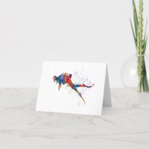 scuba diver in watercolor thank you card