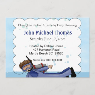 Scuba Diver Kids Birthday Invitation