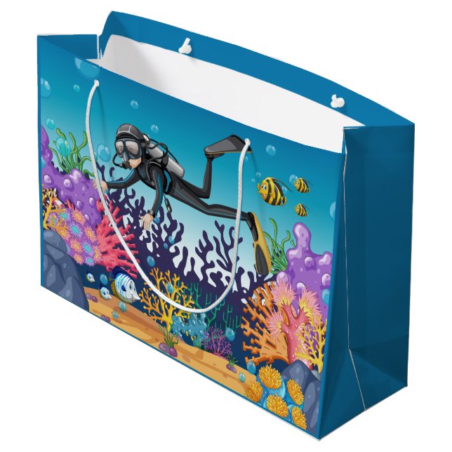 Scuba Diver large gift bag (Back Angled)