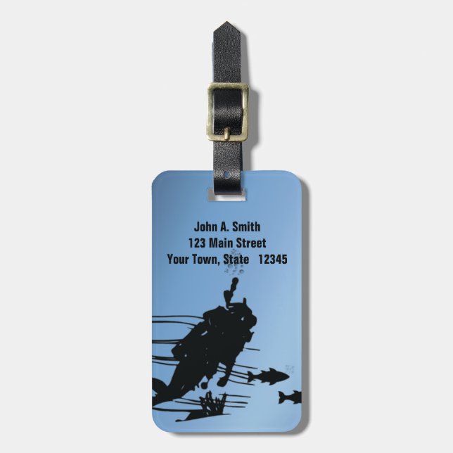 Scuba Diver Luggage Tag (Front Vertical)