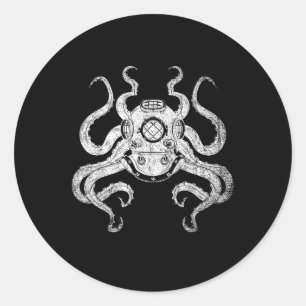 Scuba Diver Ocean Animal Aquarist Gift Kraken Octo Classic Round Sticker