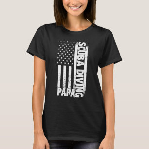 Scuba Diver Papa American Flag Father's Day Men's T-Shirt