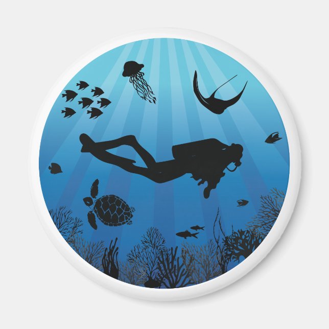 Scuba Diver Sealife Underwater Magnet (Front)