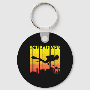 Scuba Diver Silhouette Diving Swimming Sea Diver Key Ring