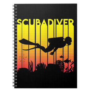 Scuba Diver Silhouette  Diving Swimming Sea Diver Notebook