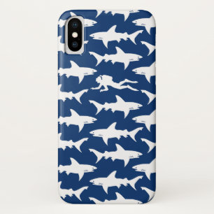 Scuba Diver Swimming with a School of Sharks Case-Mate iPhone Case