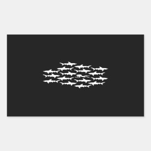 Scuba Diver Swimming with a School of Sharks Rectangular Sticker