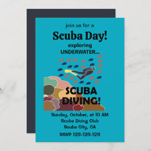 Scuba Diver Under The Sea Scuba Day Invitation