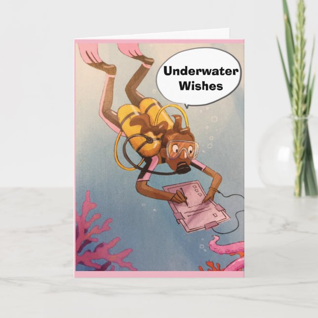 "SCUBA DIVER" UNDERWATER *HAPPY BIRTHDAY* GREETING CARD (Front)