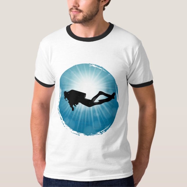 Scuba Diver Underwater Light Rays T-Shirt (Front)