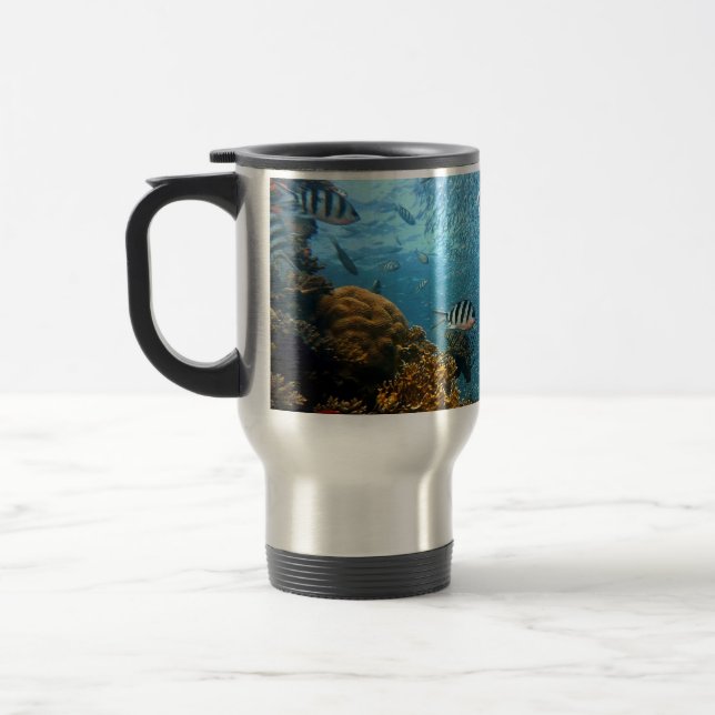 Scuba Diver underwater scene Personalise  Travel Mug (Left)