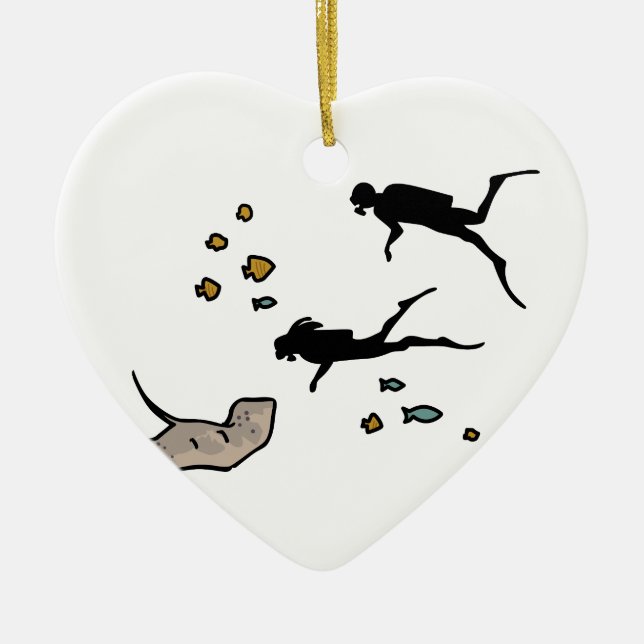 Scuba Divers Ceramic Tree Decoration (Front)