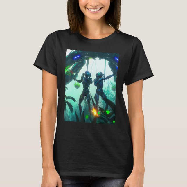 Scuba divers diving portrait T-Shirt (Front)