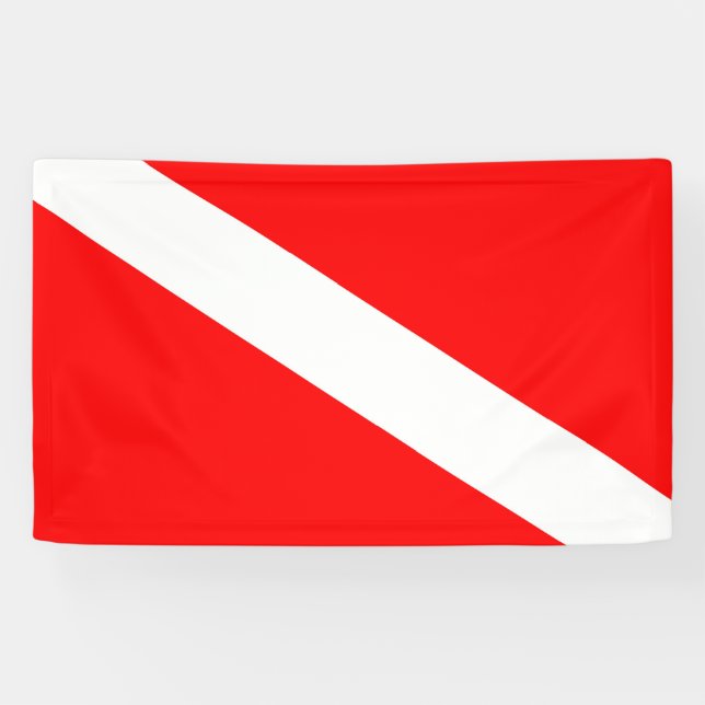 scuba divers flag red diagonal dive symbol banner (Horizontal)