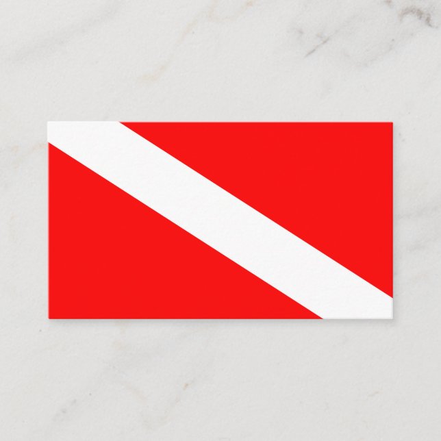 scuba divers flag red diagonal dive symbol business card (Front)