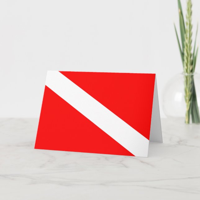 scuba divers flag red diagonal dive symbol card (Front)