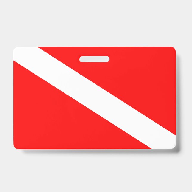 scuba divers flag red diagonal dive symbol ID badge (Front)