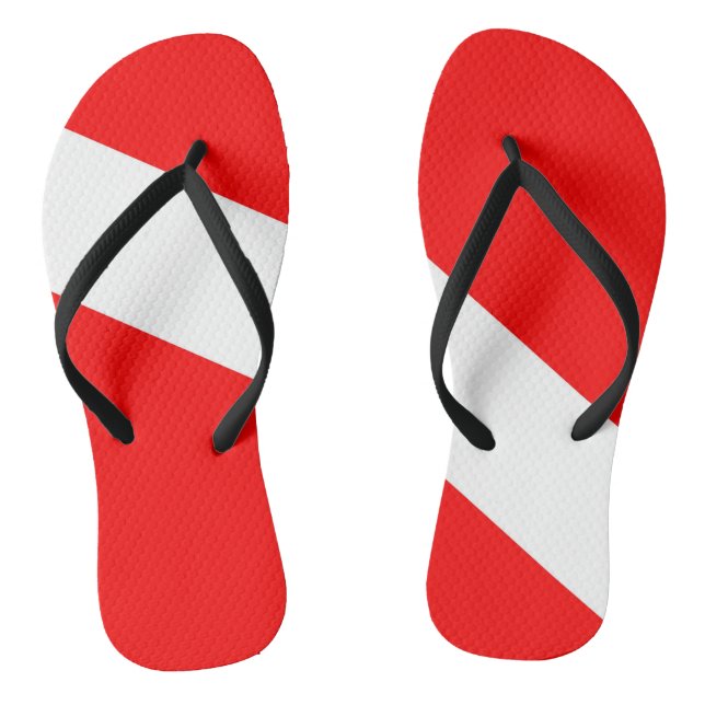 scuba divers flag red diagonal dive symbol jandals (Footbed)