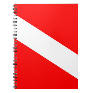 scuba divers flag red diagonal dive symbol notebook