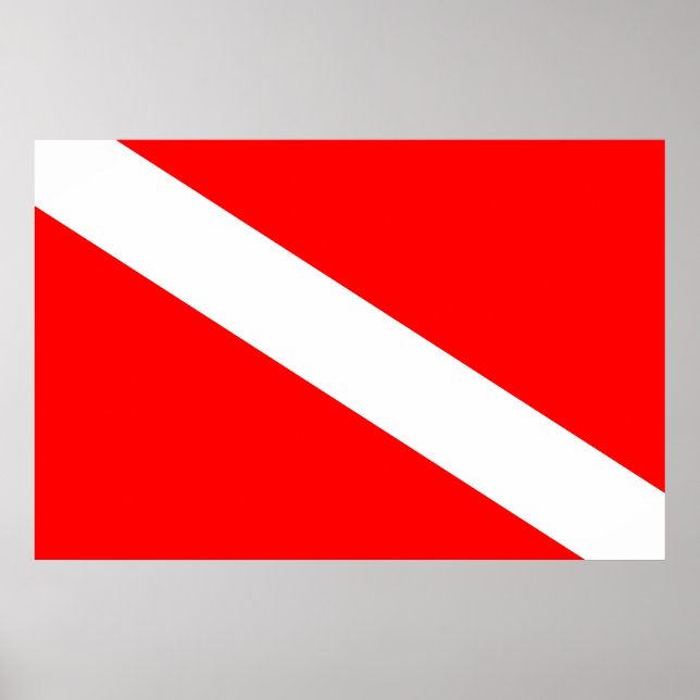 scuba divers flag red diagonal dive symbol poster (Front)