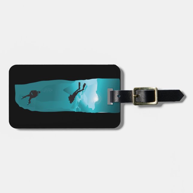 Scuba Divers in Cenote Luggage Tag (Front Horizontal)