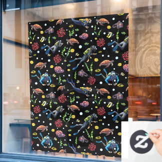 Scuba Divers Ocean Coral Tropical Fish Dive Shop