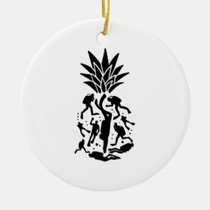 Scuba Divers Pineapple Ceramic Tree Decoration