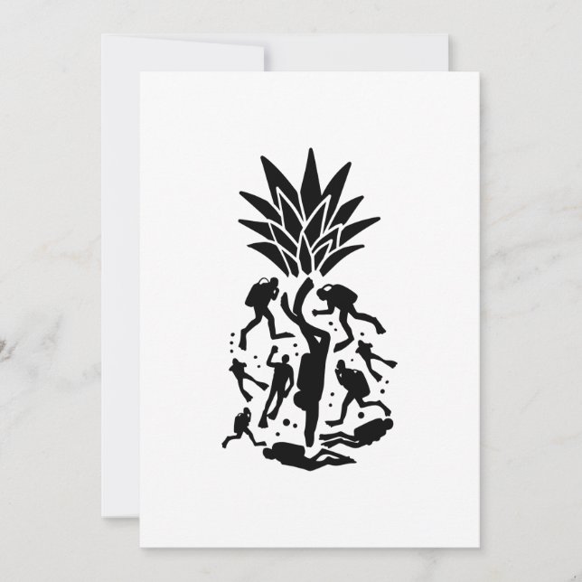 Scuba Divers Pineapple Invitation (Front)