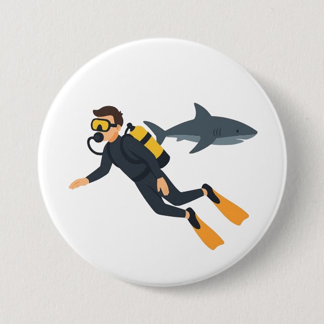 Scuba diving 7.5 cm round badge (Front)