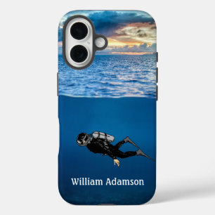 Scuba Diving at Sunset personalise iPhone 16 Case
