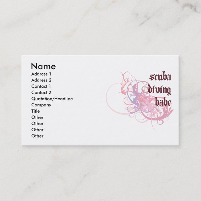 Scuba Diving Babe Business Card (Front)