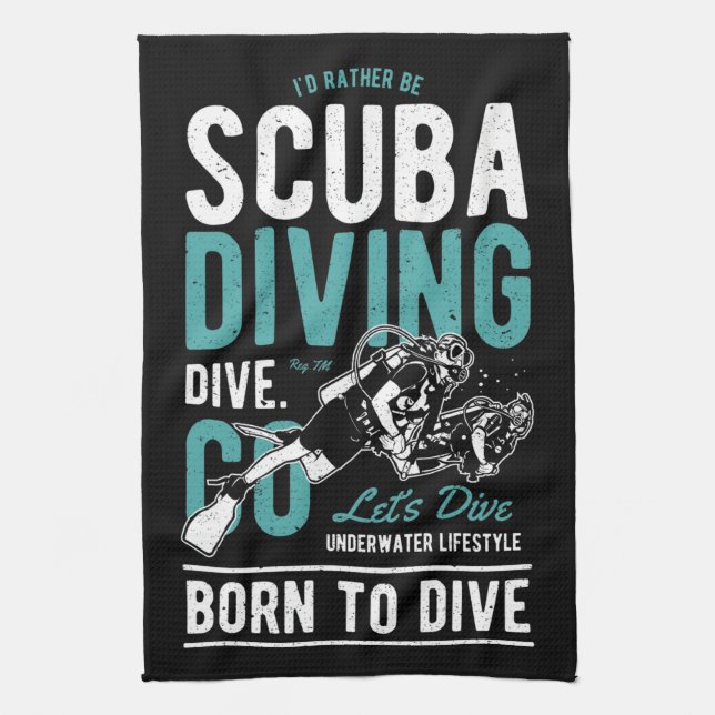 Scuba Diving Born To Dive | Sports Tea Towel (Vertical)