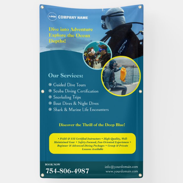 Scuba Diving Course Custom Banner (Vertical)