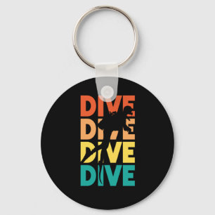 Scuba Diving Dive Dive Dive Dive Vintage Retro Key Ring